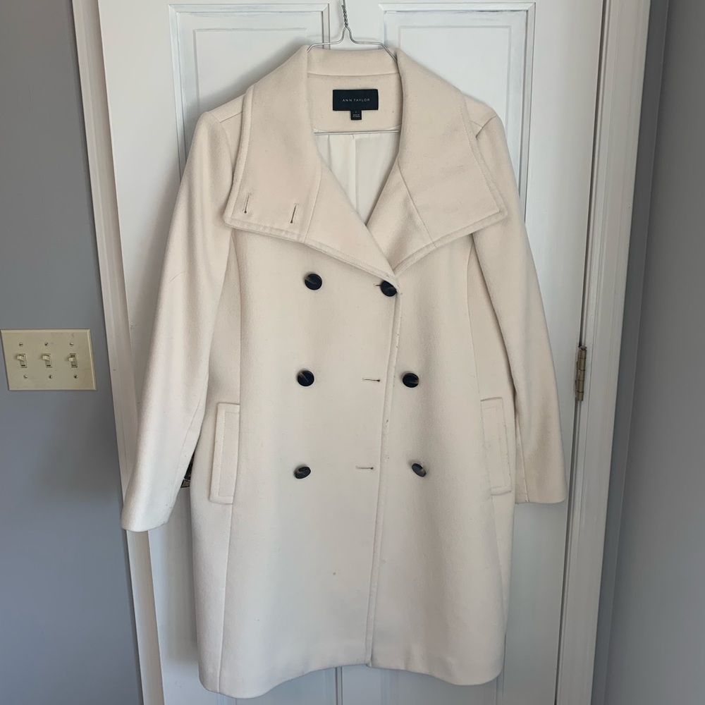 Ann Taylor Cream Wool Winter Coat